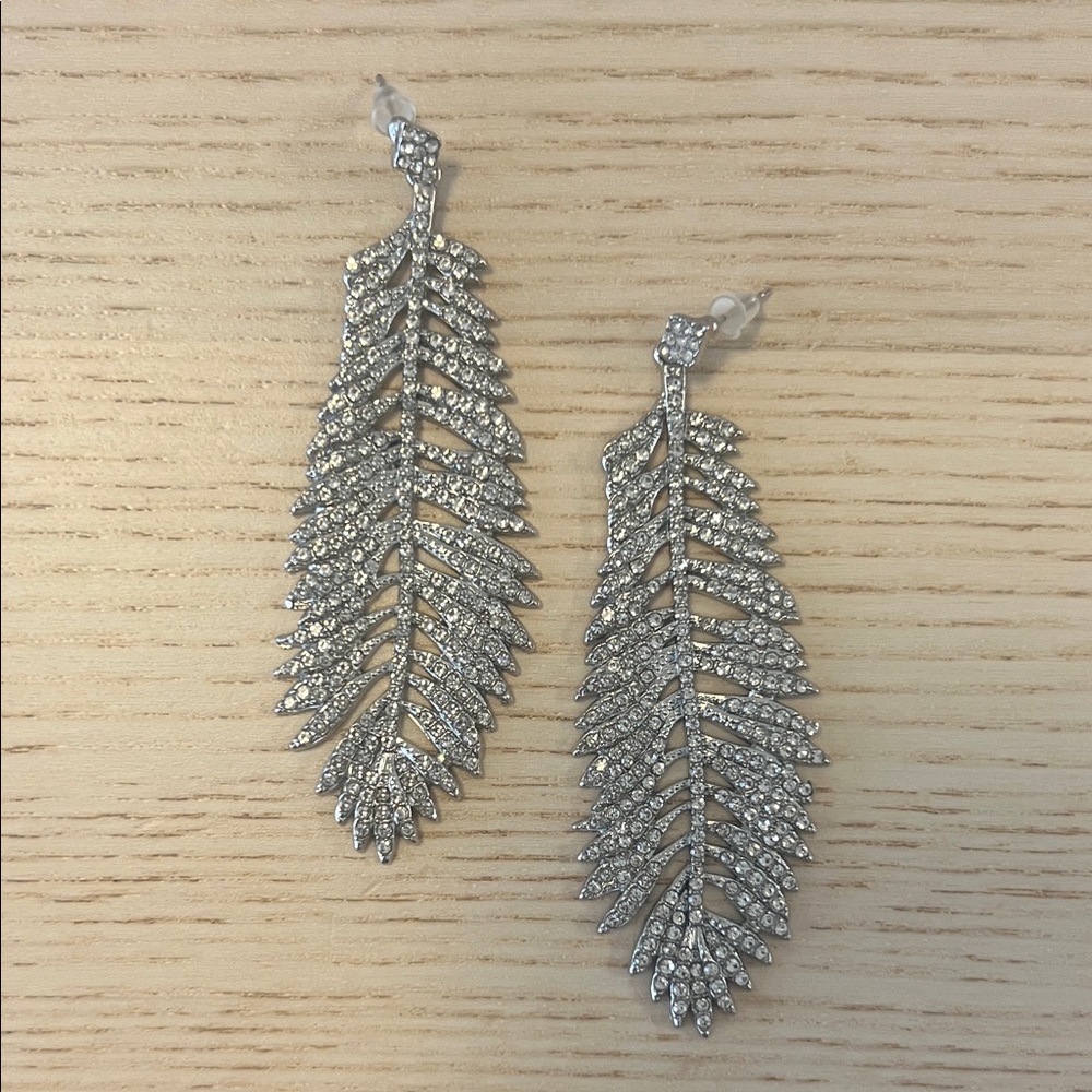 Silver feather earrings